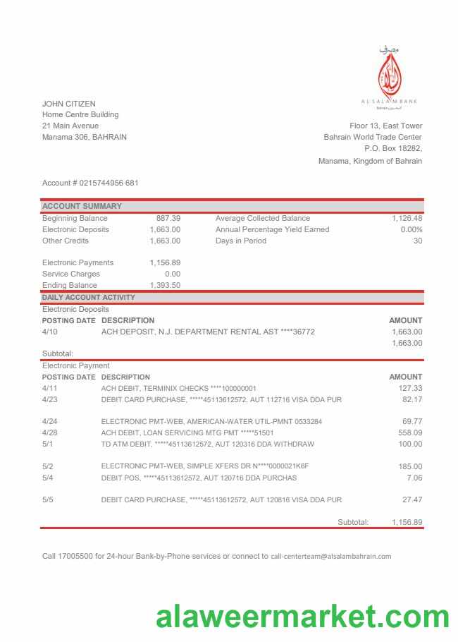 Bahrain Al Salam Bank excel